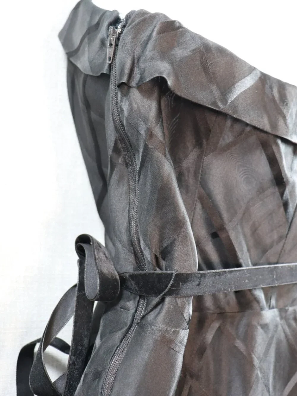 VTG Express Silk Cocktail Dress 7/8* 5/6 50s Style Strapless Black Goth Fairy - Picture 4 of 14